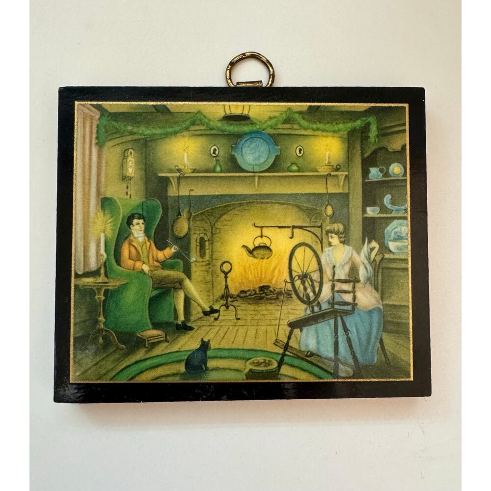Victorian British miniature wall art w/patented brass hardware. Circa 1895–1905